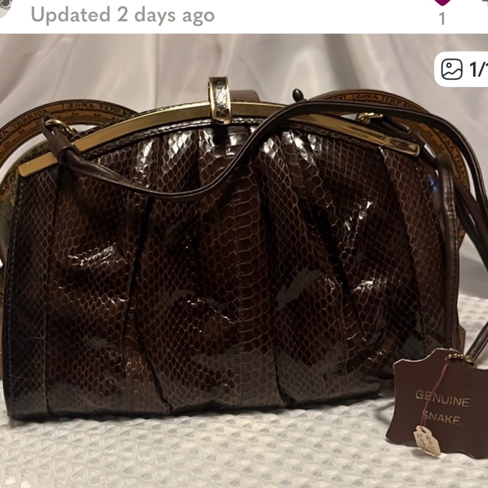Snake Skin Shoulder Bag in Brown by Lyrella